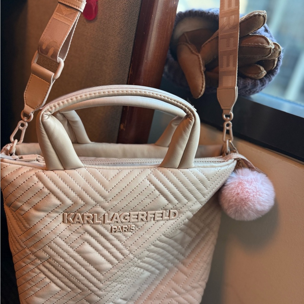 Karl Lagerfeld Quilted Cream Tote